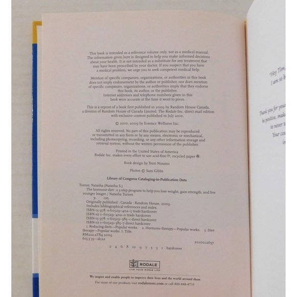 The Hormone Diet 3 Step Program by Natasha Turner 2010 Hardcover - Picture 3 of 6